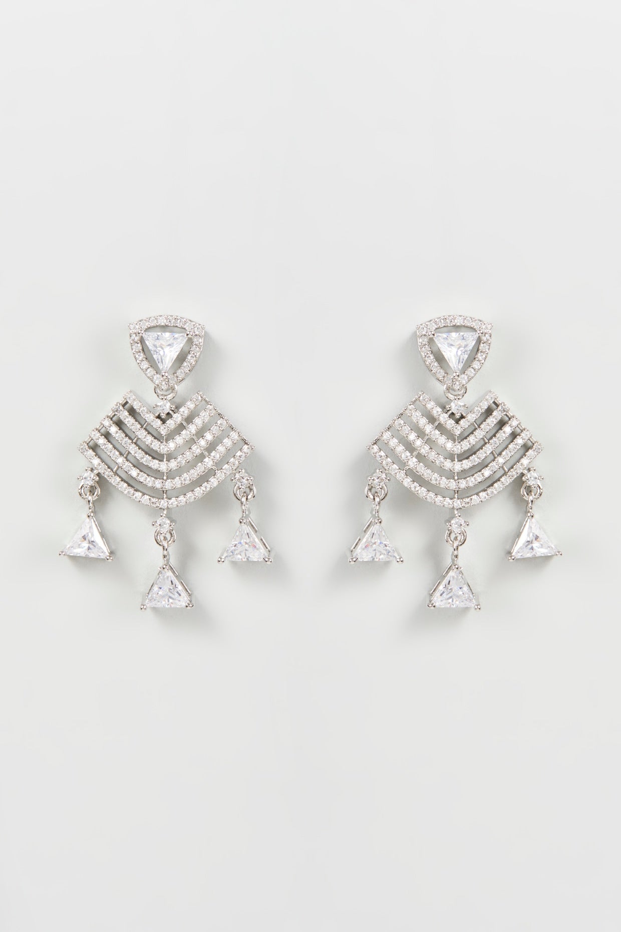 White Finish Zircon Dangler Earrings