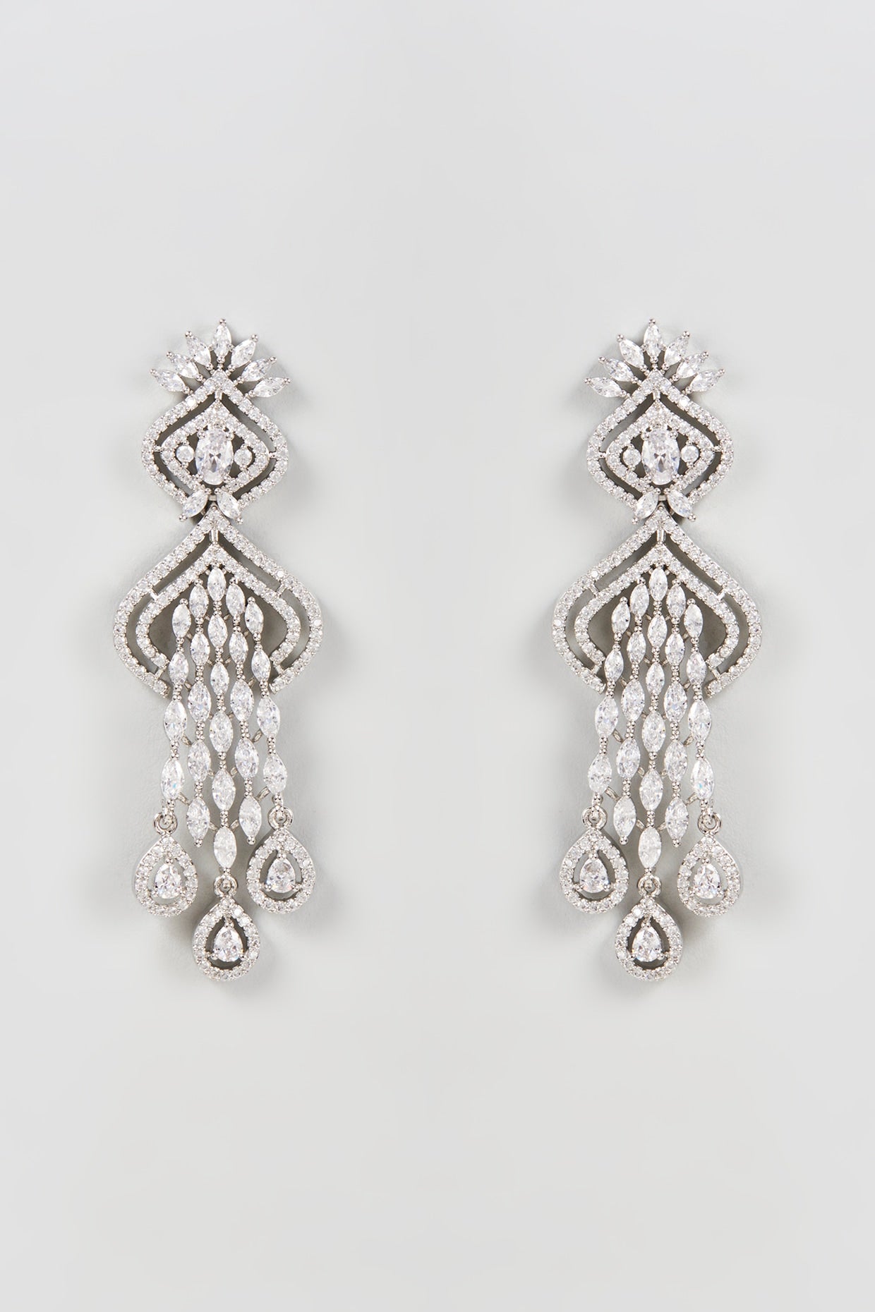 White Finish Zircon Dangler Earrings