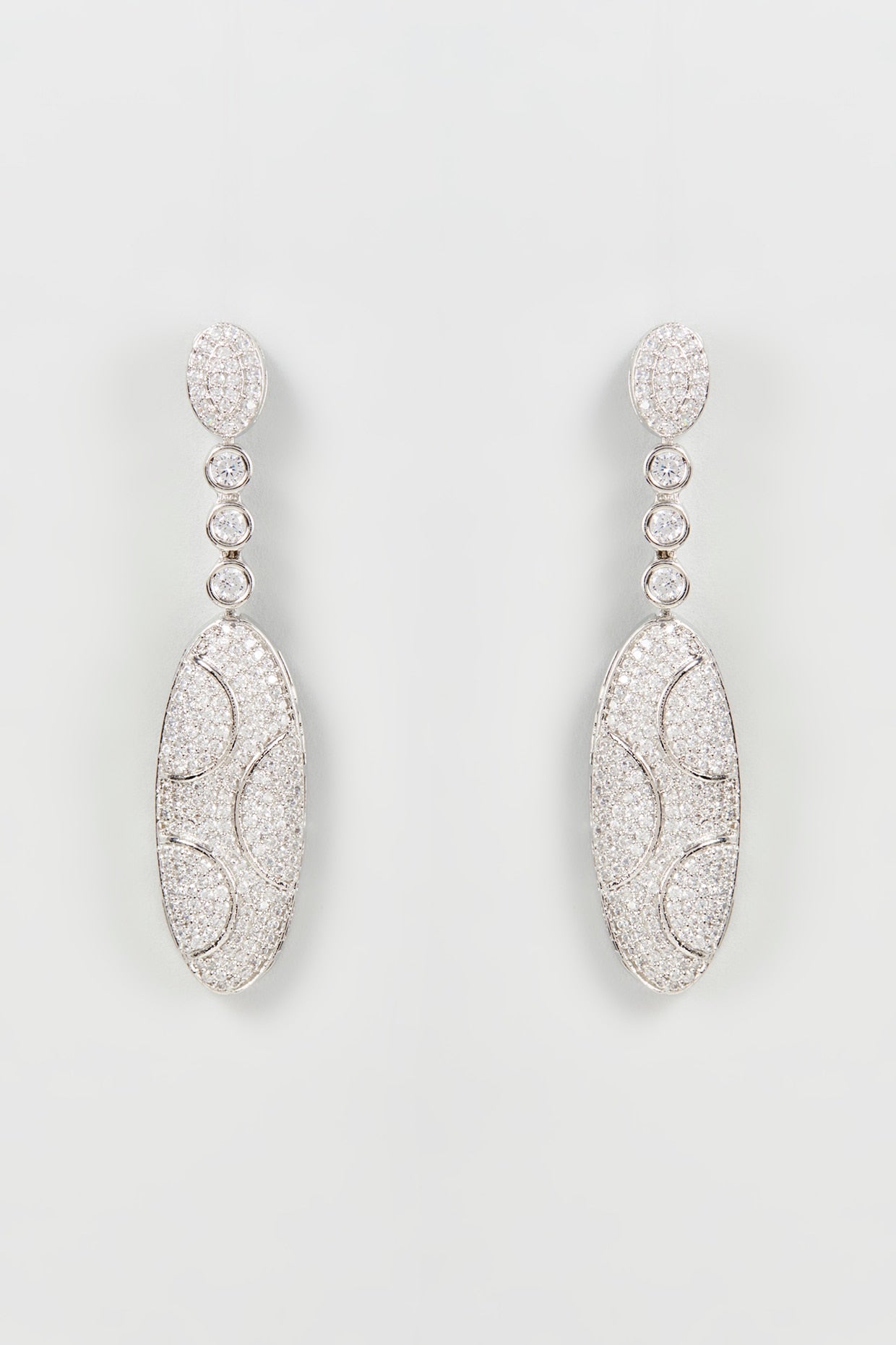 White Finish Zircon Dangler Earrings