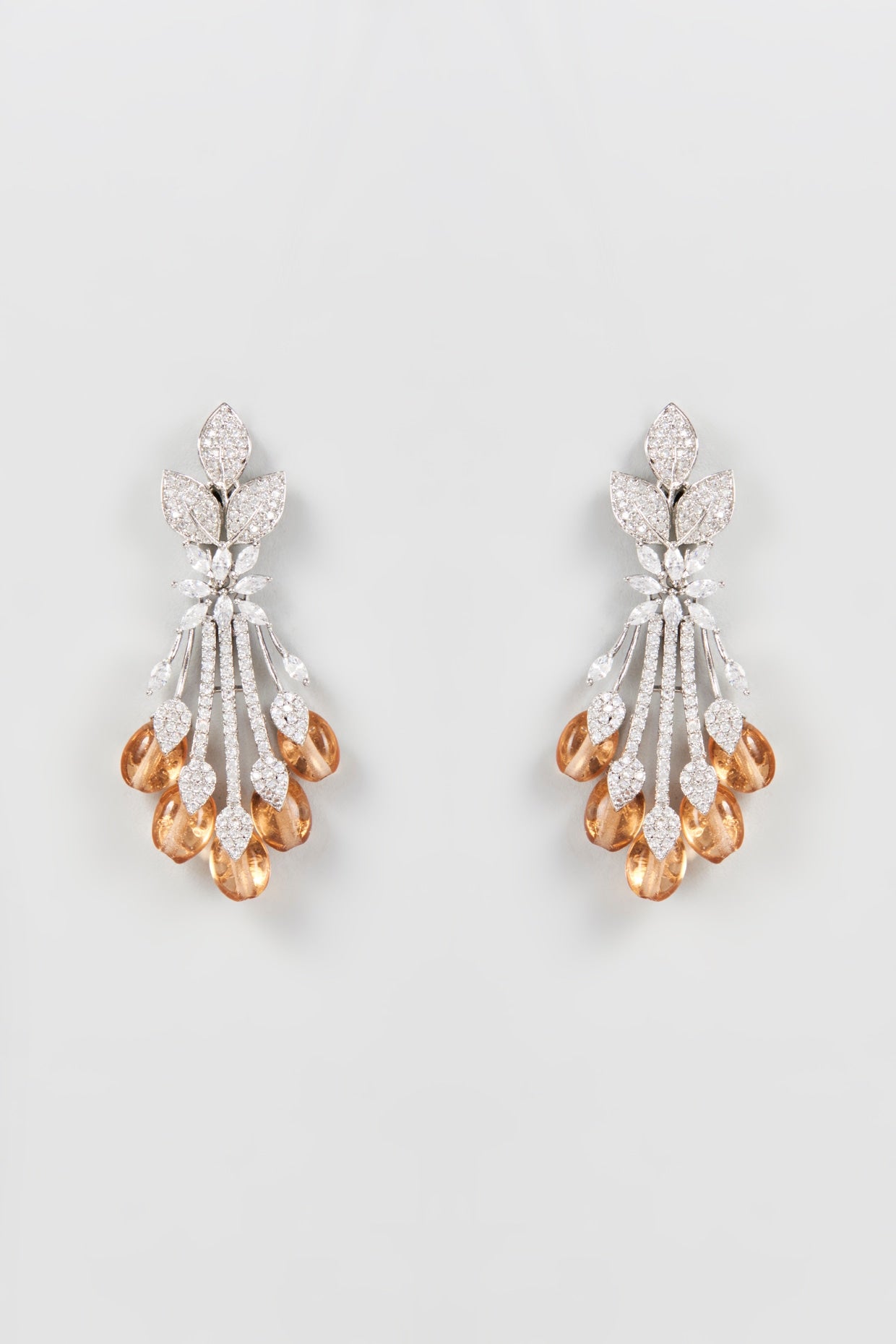 White Finish Zircon Dangler Earrings