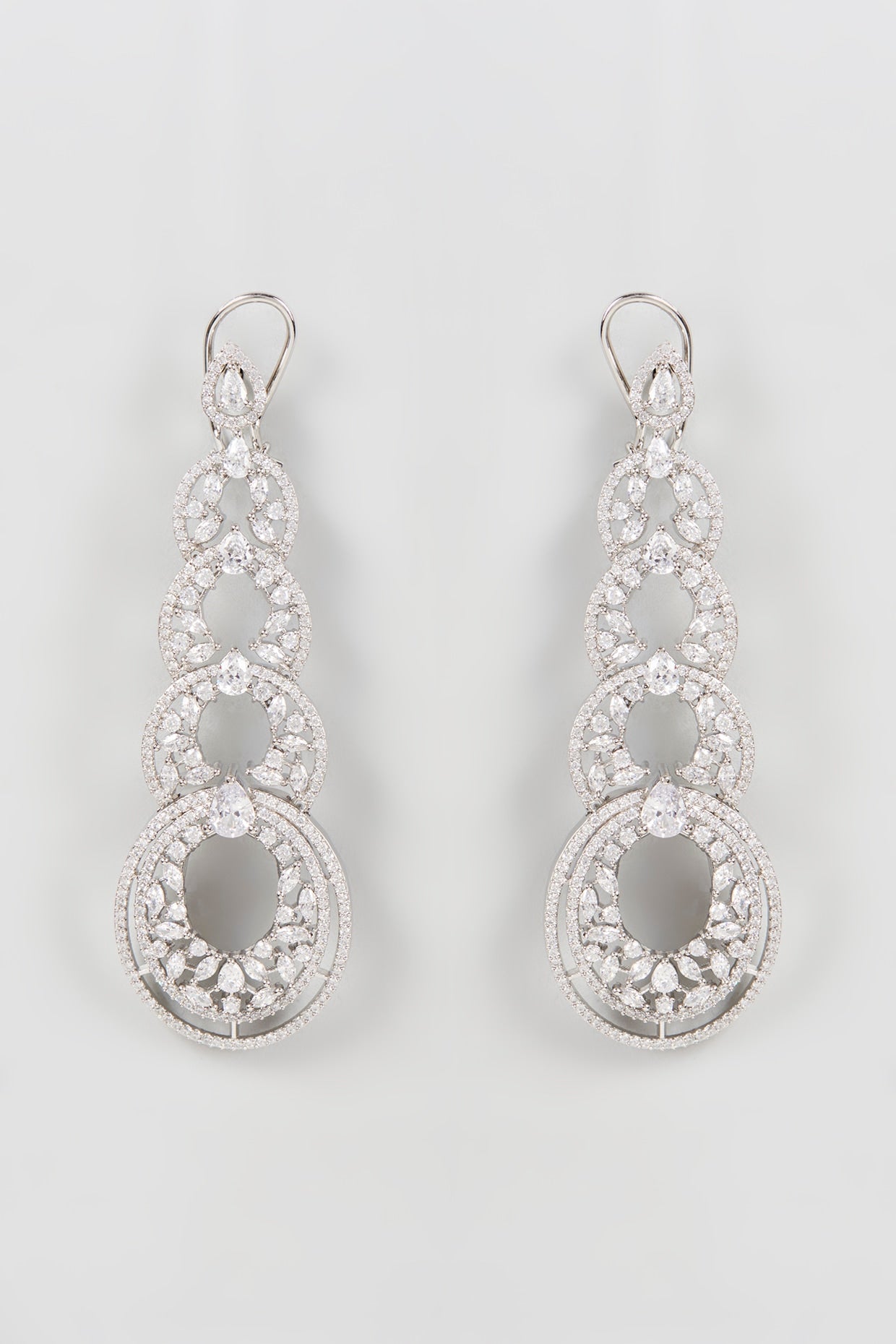 White Finish Zircon Dangler Earrings