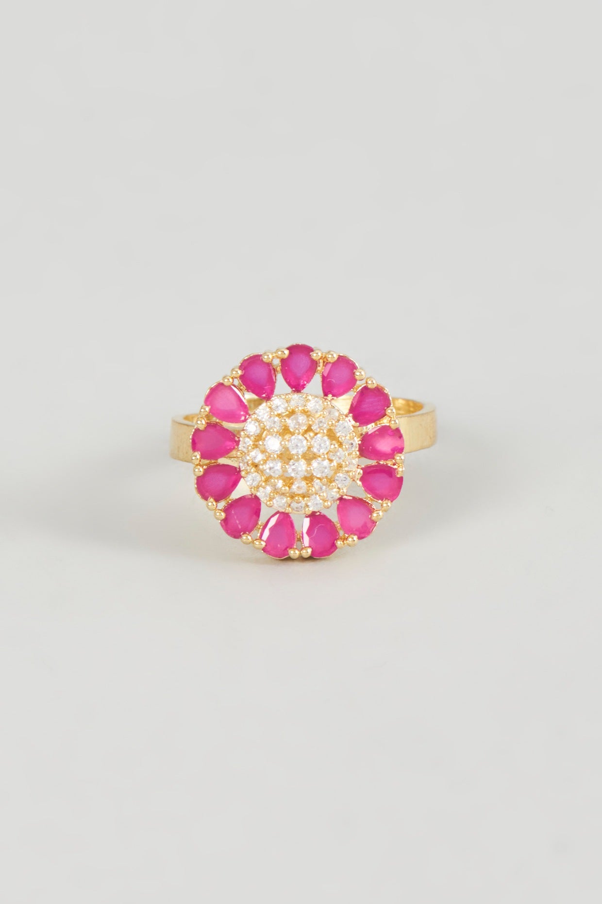 Rose Gold Finish Pink Zircon Ring
