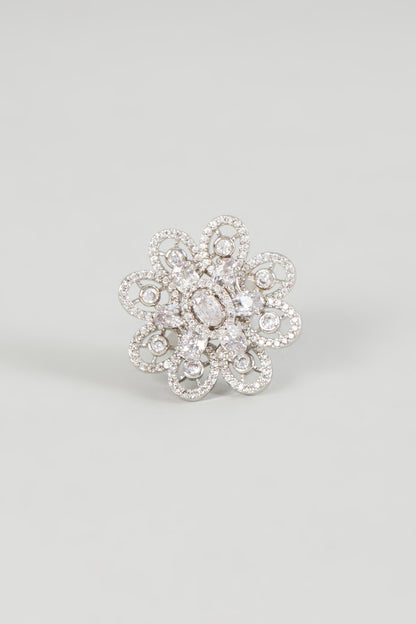 White Finish Zircon Ring