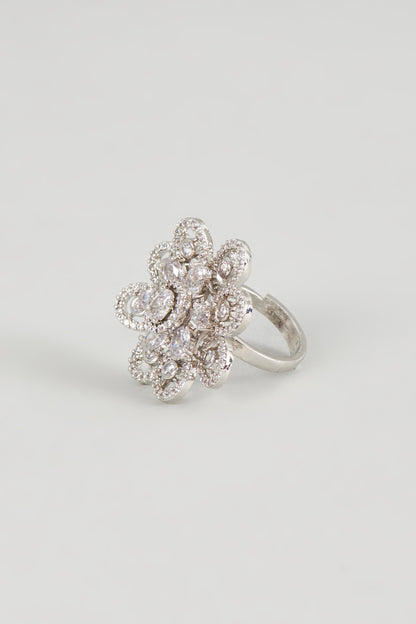 White Finish Zircon Ring