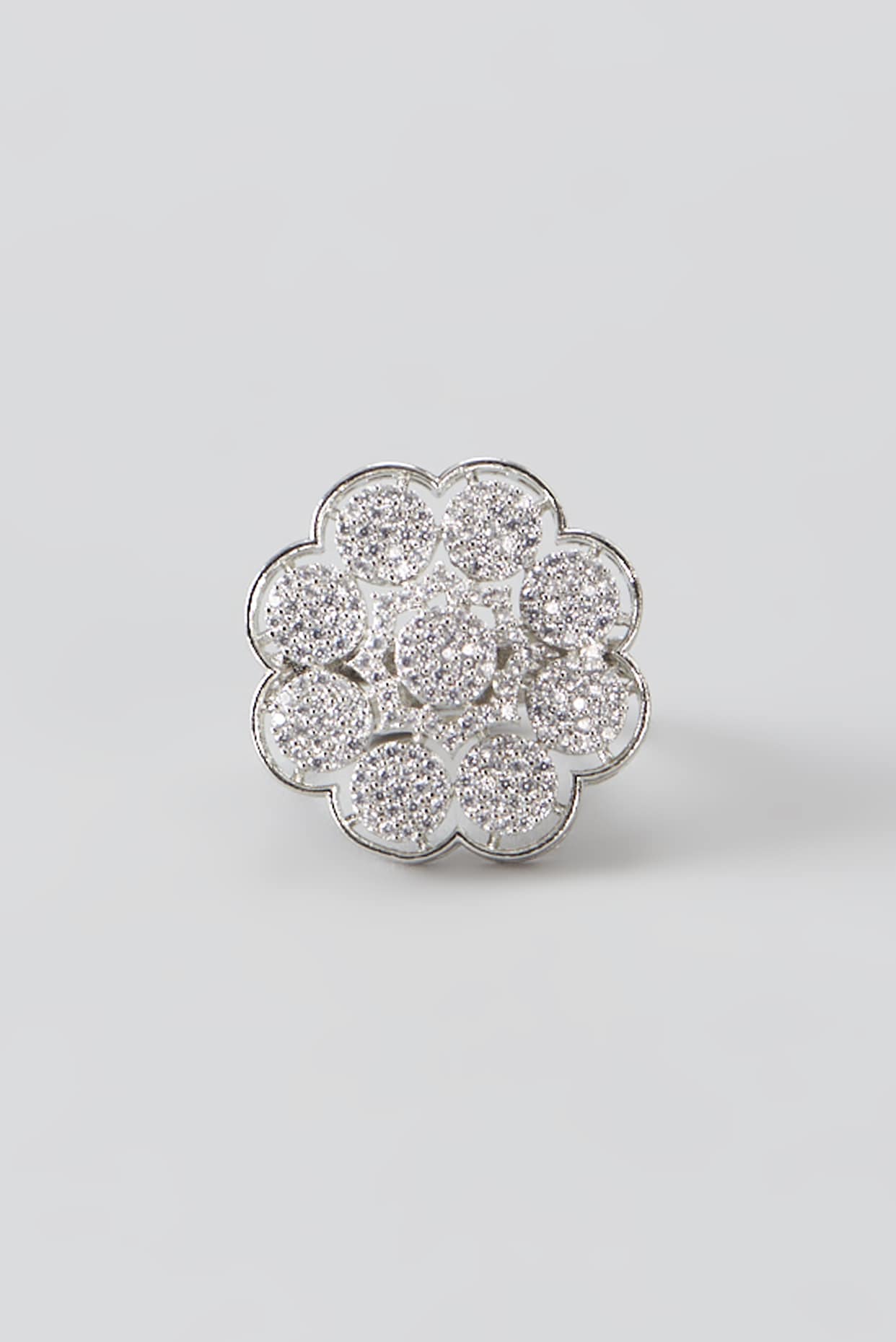 White Finish Faux Diamond Ring