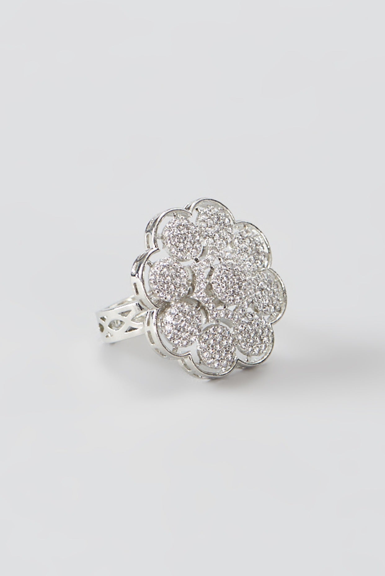 White Finish Faux Diamond Ring