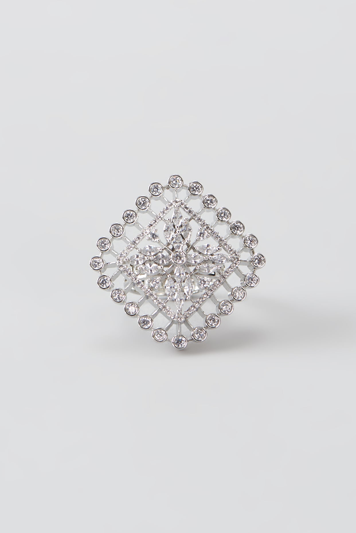 White Finish Faux Diamond Ring
