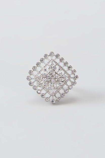 White Finish Faux Diamond Ring