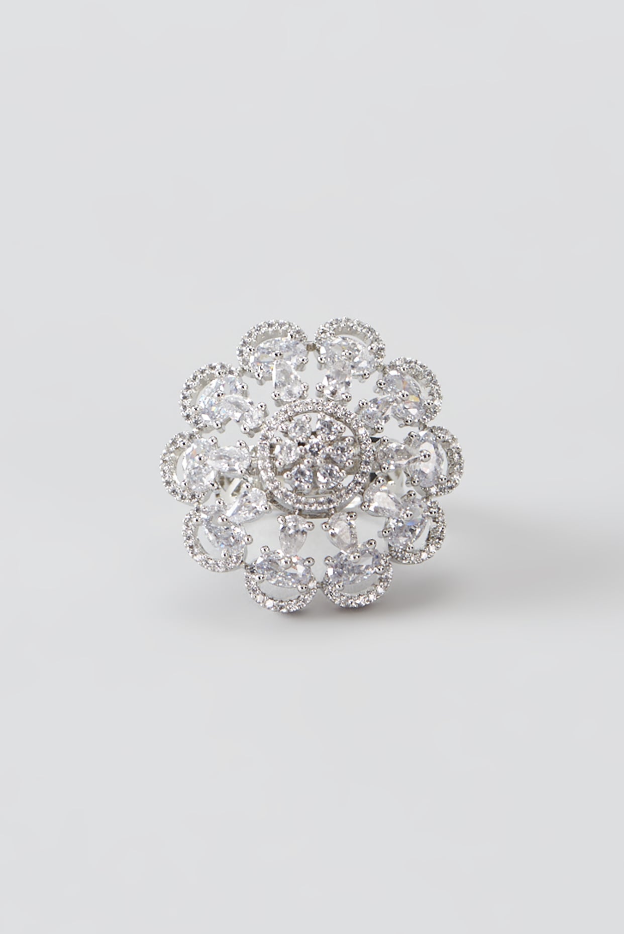 White Finish Faux Diamond Ring