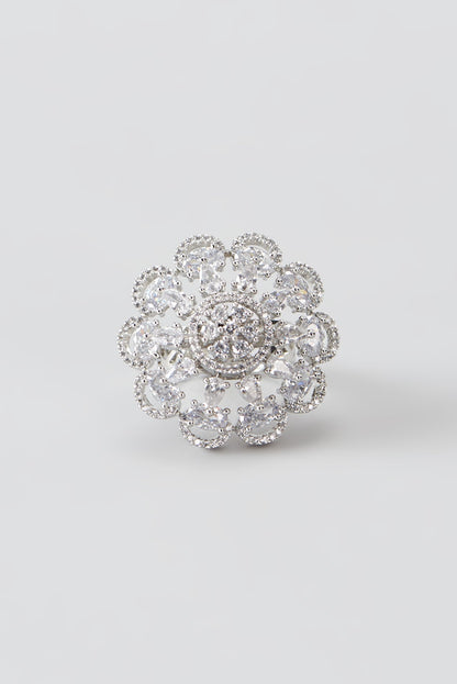 White Finish Faux Diamond Ring