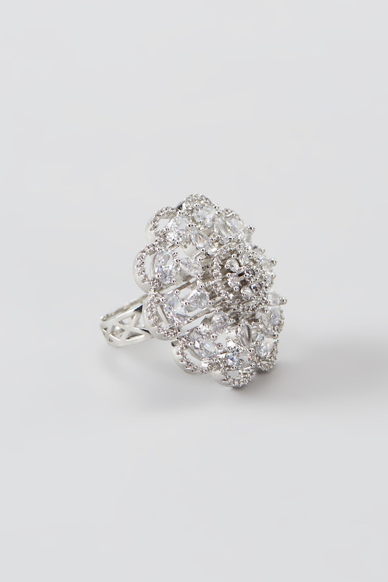 White Finish Faux Diamond Ring