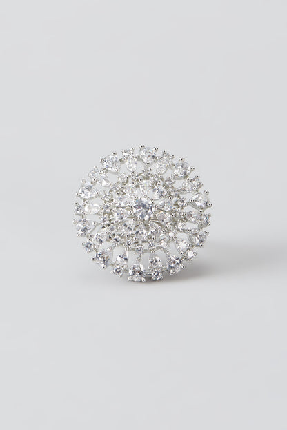 White Finish Faux Diamond Ring