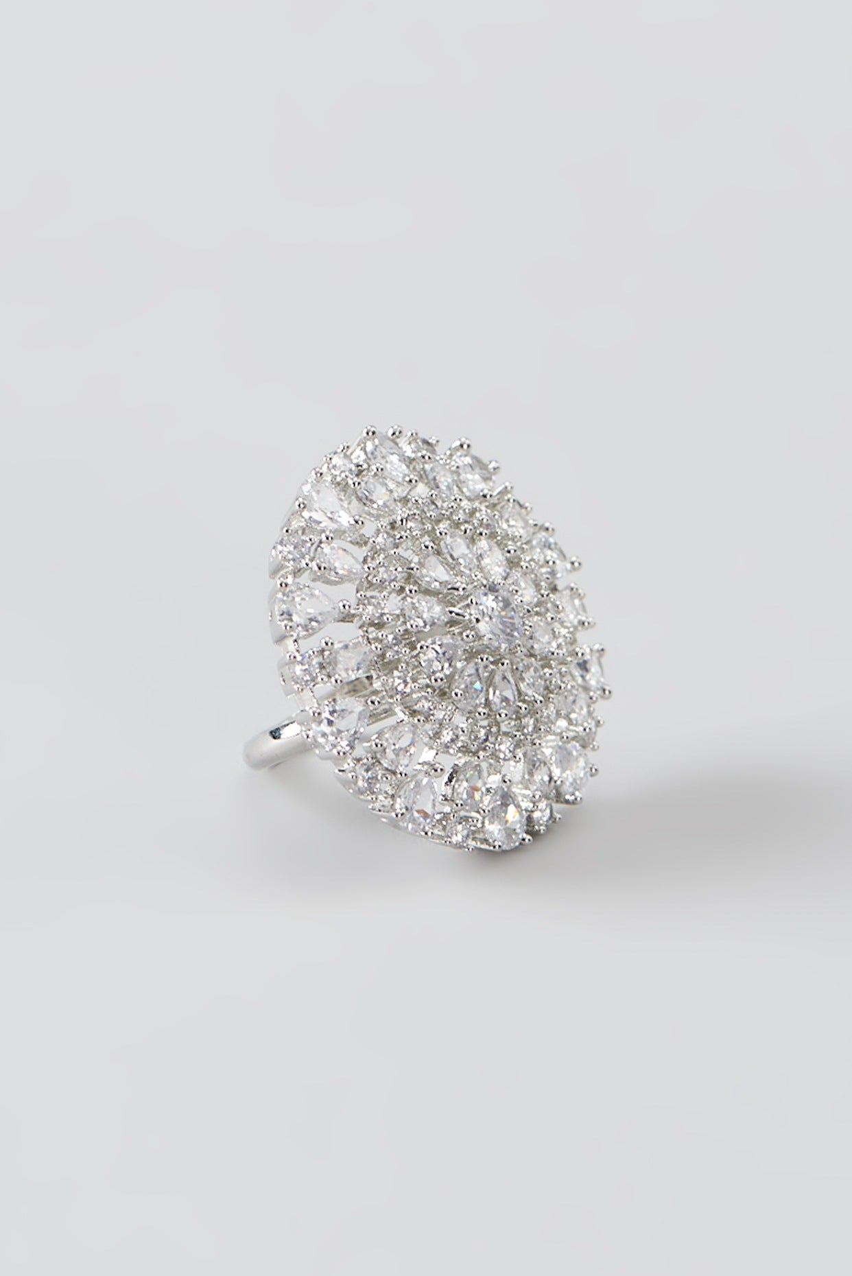 White Finish Faux Diamond Ring