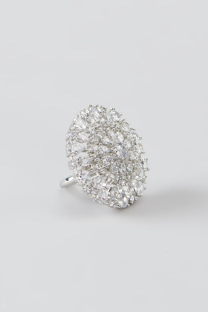 White Finish Faux Diamond Ring