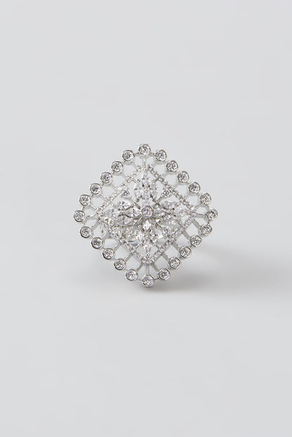 White Finish Faux Diamond Ring