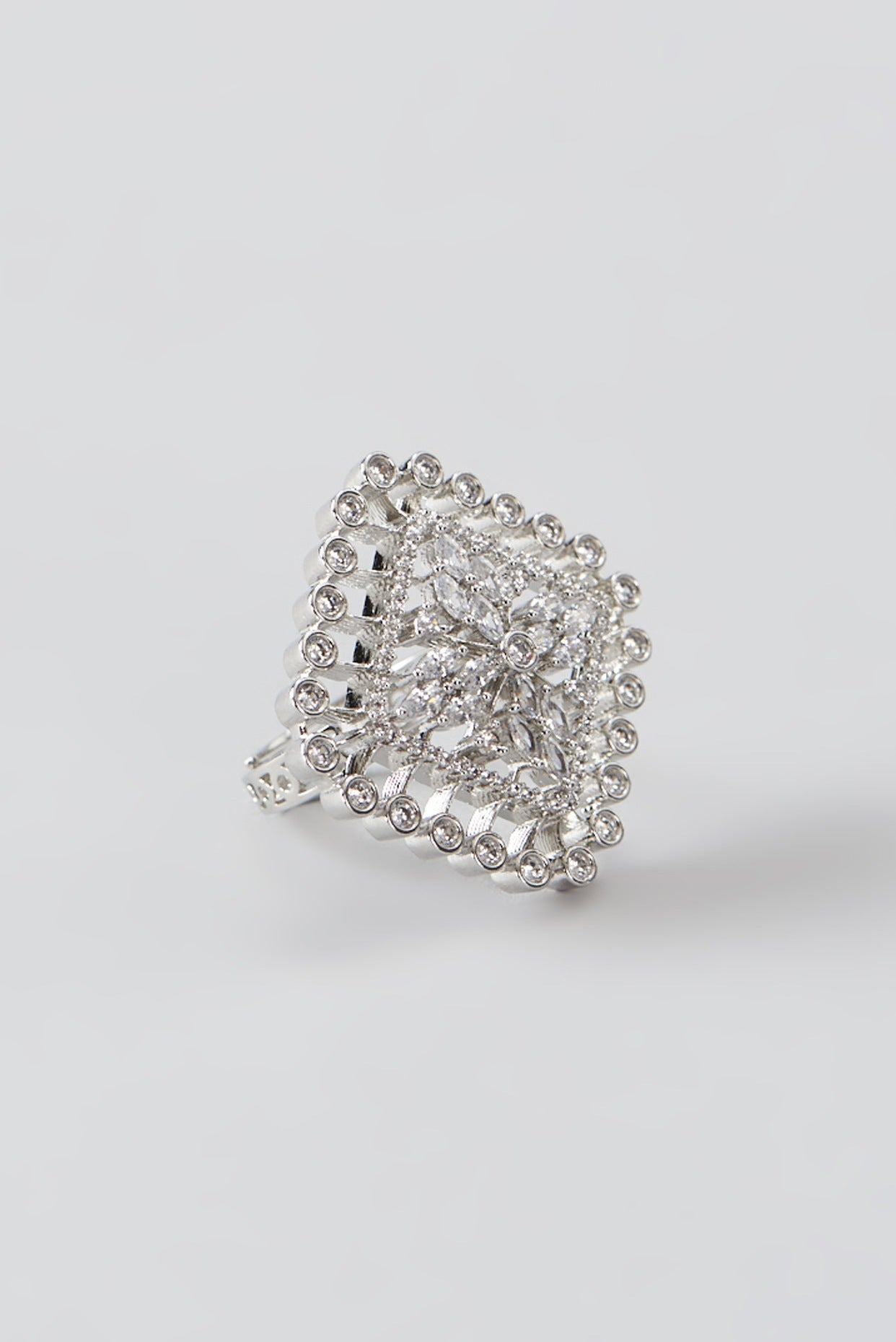 White Finish Faux Diamond Ring