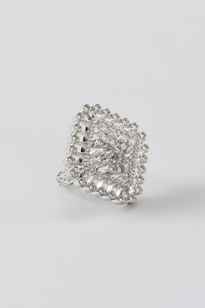 White Finish Faux Diamond Ring