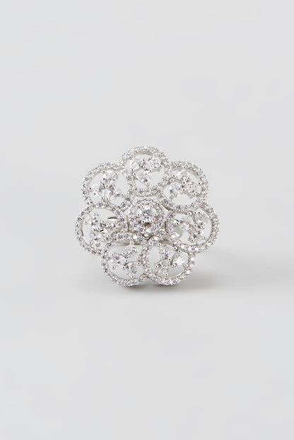 White Finish Faux Diamond Ring