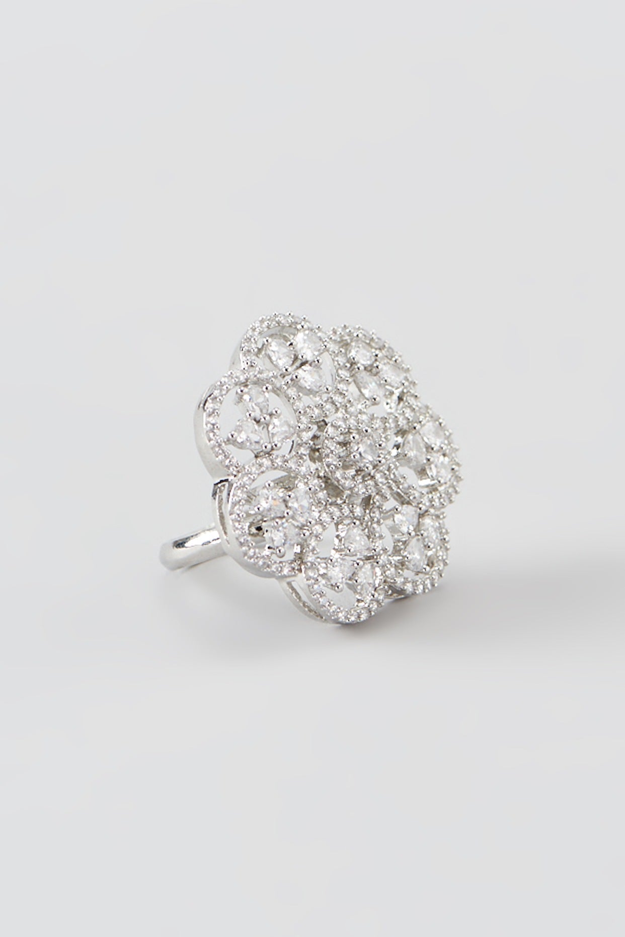 White Finish Faux Diamond Ring