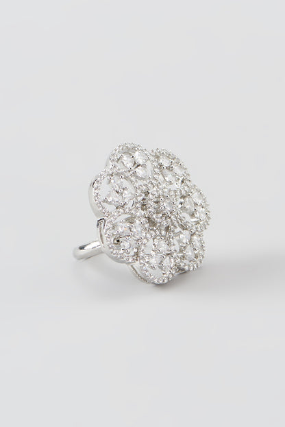 White Finish Faux Diamond Ring