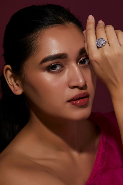 White Finish Zircon Ring