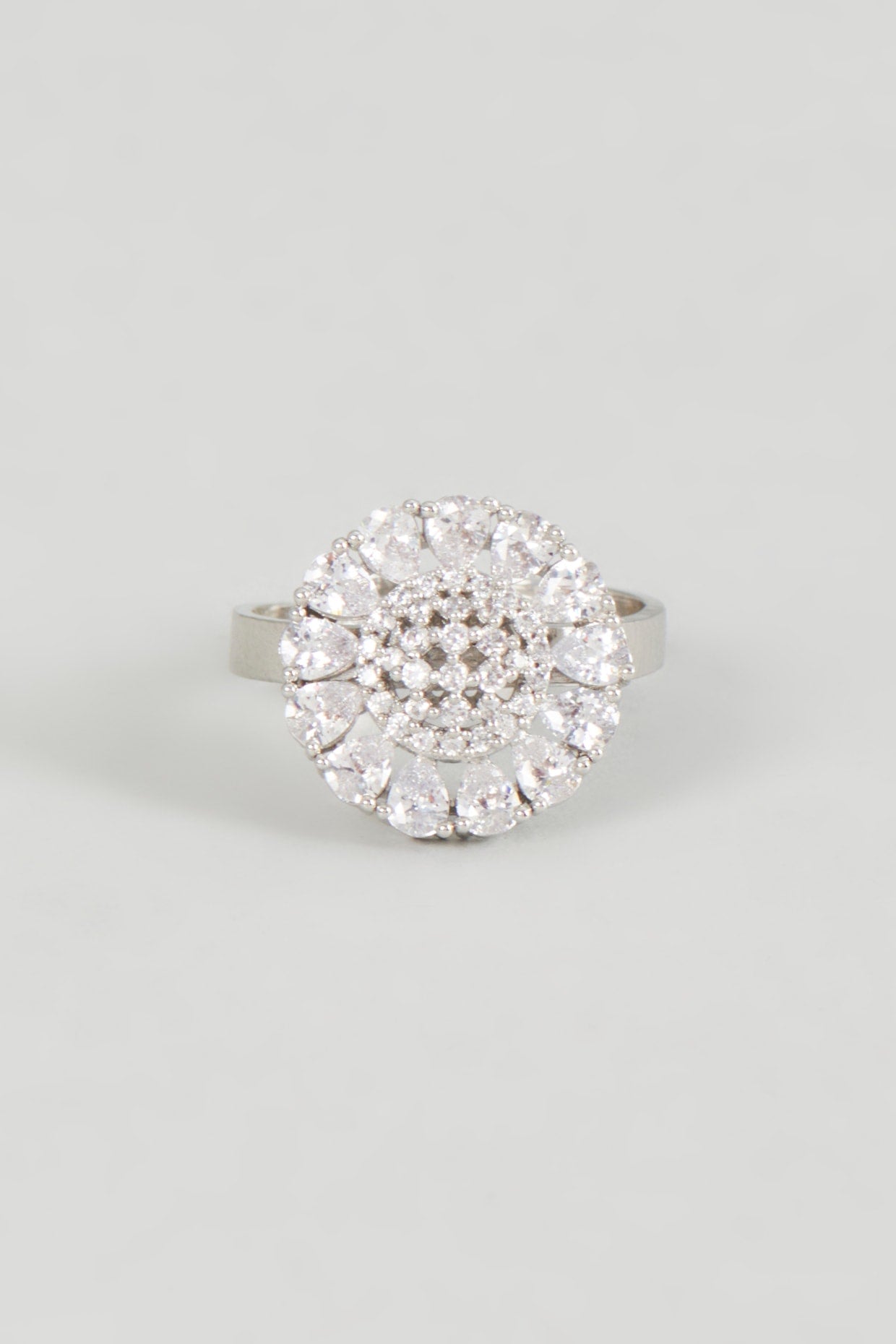 White Finish Zircon Ring