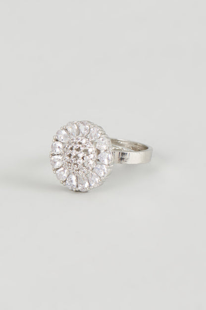 White Finish Zircon Ring