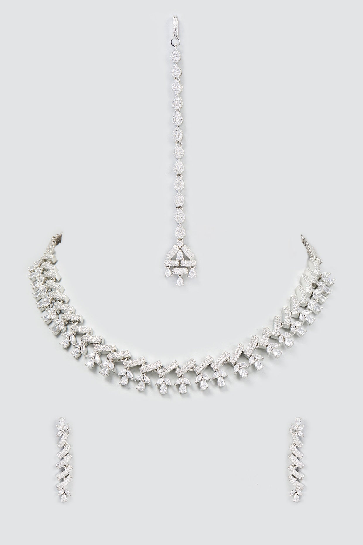 White Finish Zircon Necklace Set