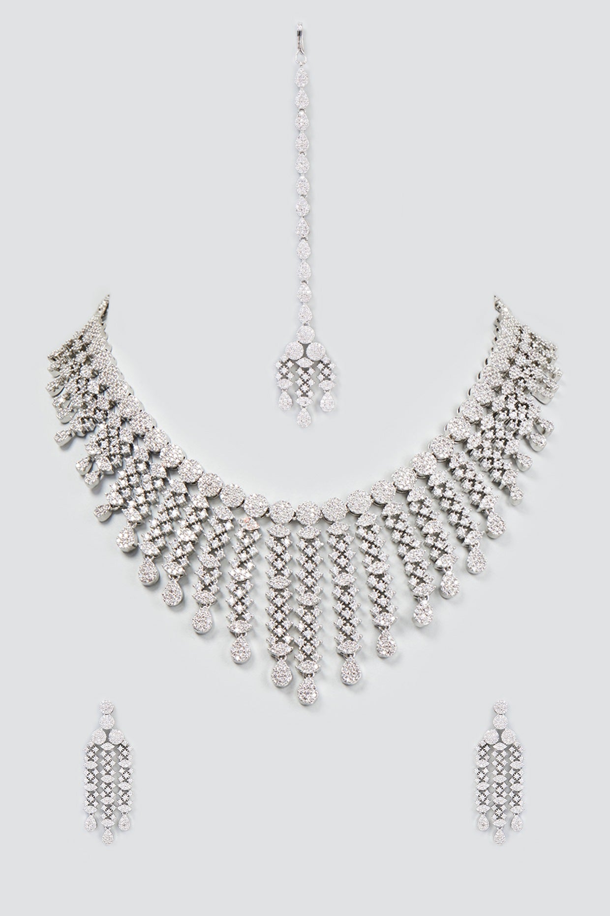 White Finish Zircon Necklace Set