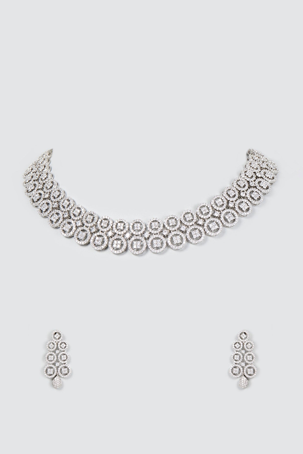 White Finish Zircon Necklace Set