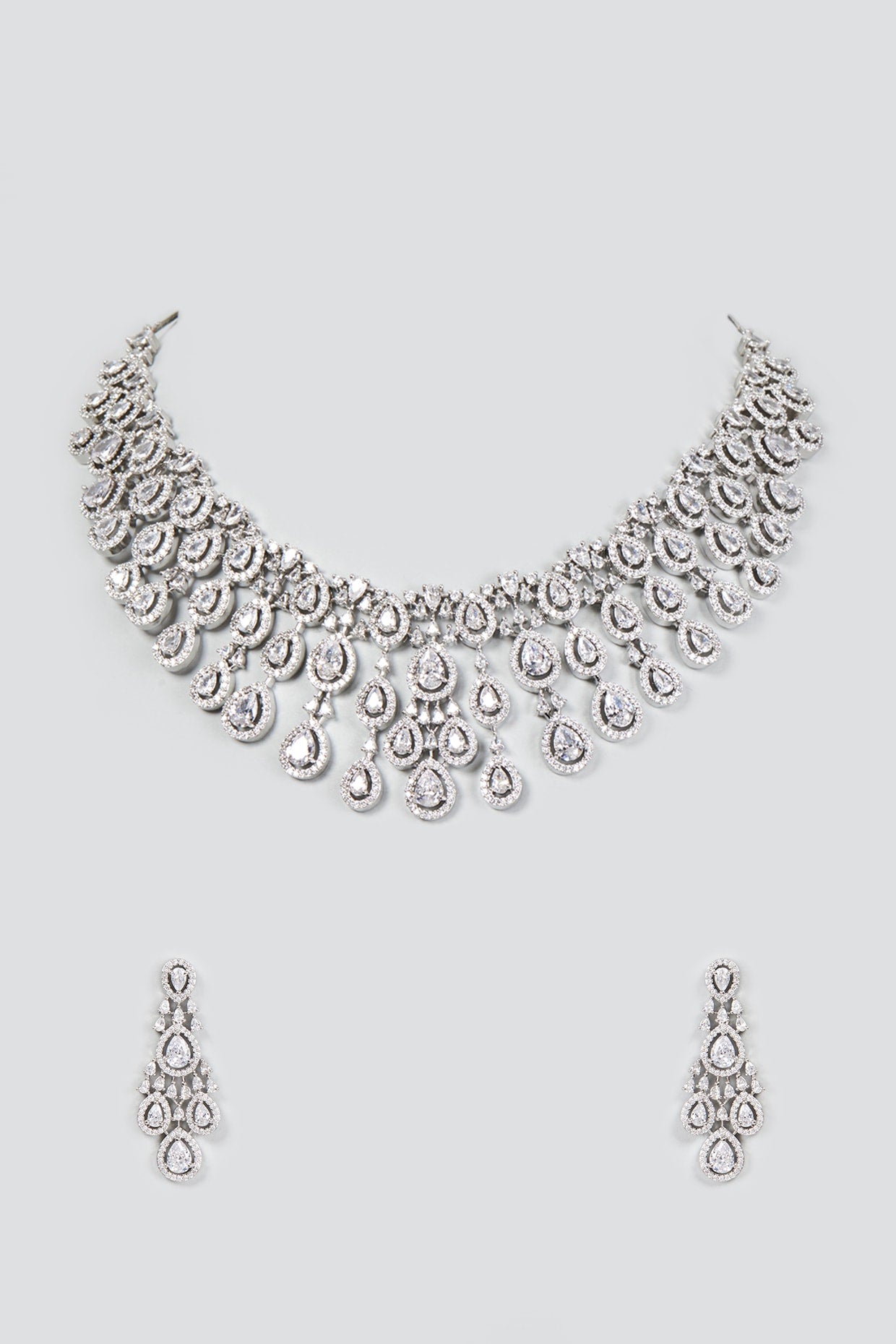 White Finish Zircon Necklace Set