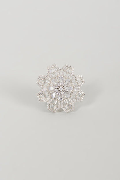White Finish Faux Diamond Ring