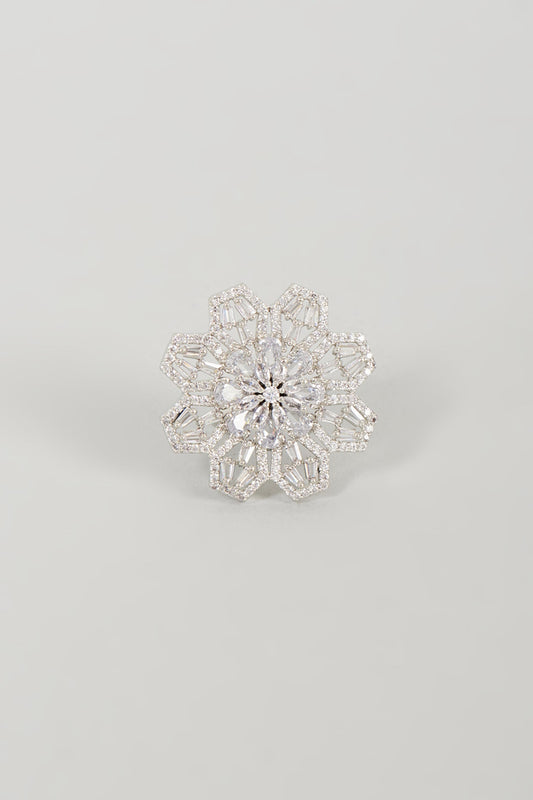 White Finish Faux Diamond Ring