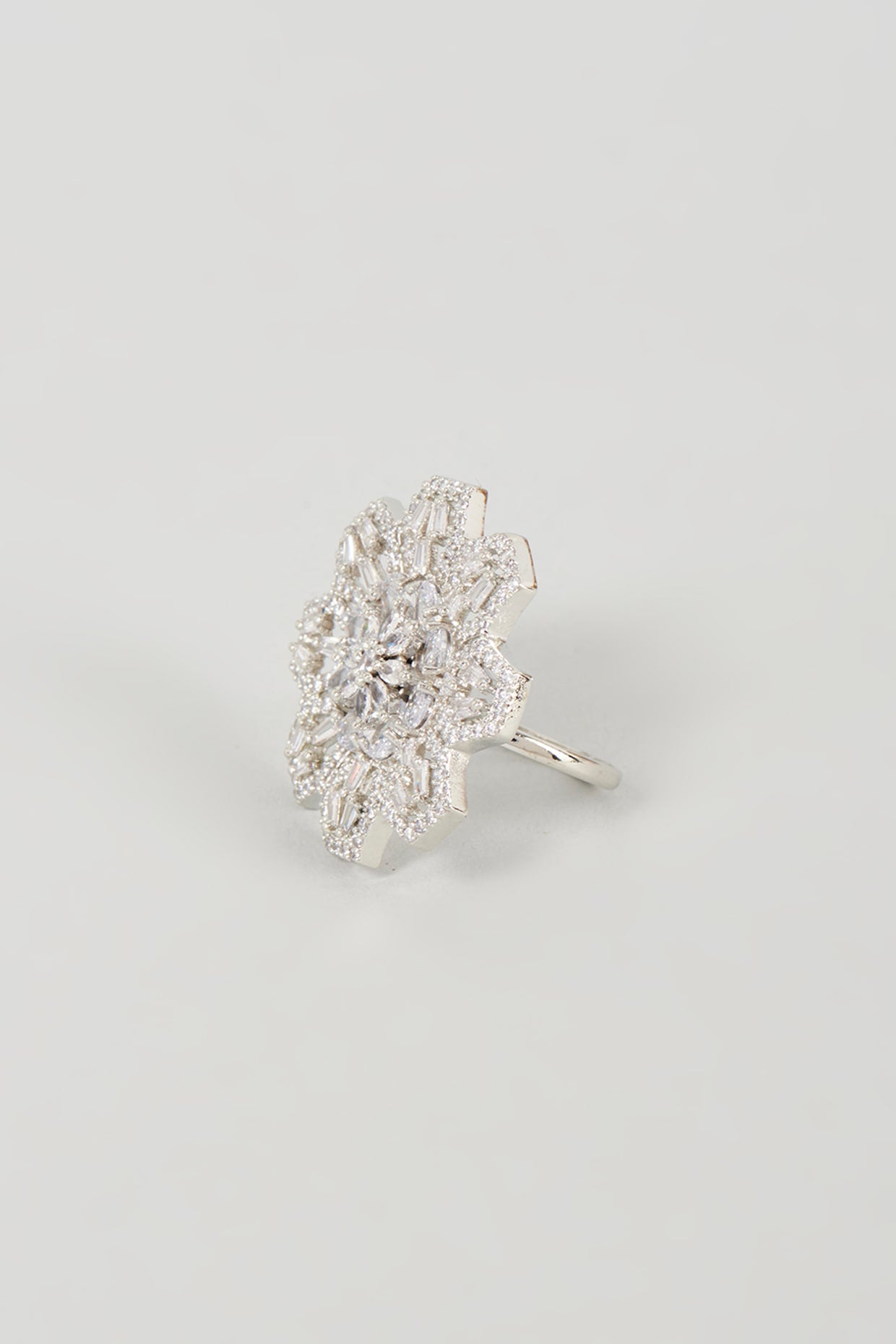 White Finish Faux Diamond Ring
