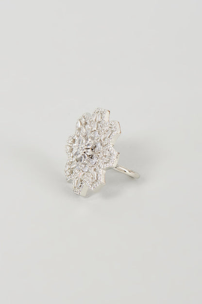 White Finish Faux Diamond Ring