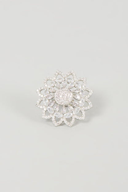 White Finish Faux Diamond Ring