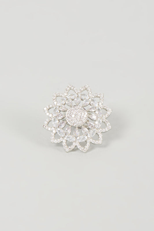 White Finish Faux Diamond Ring