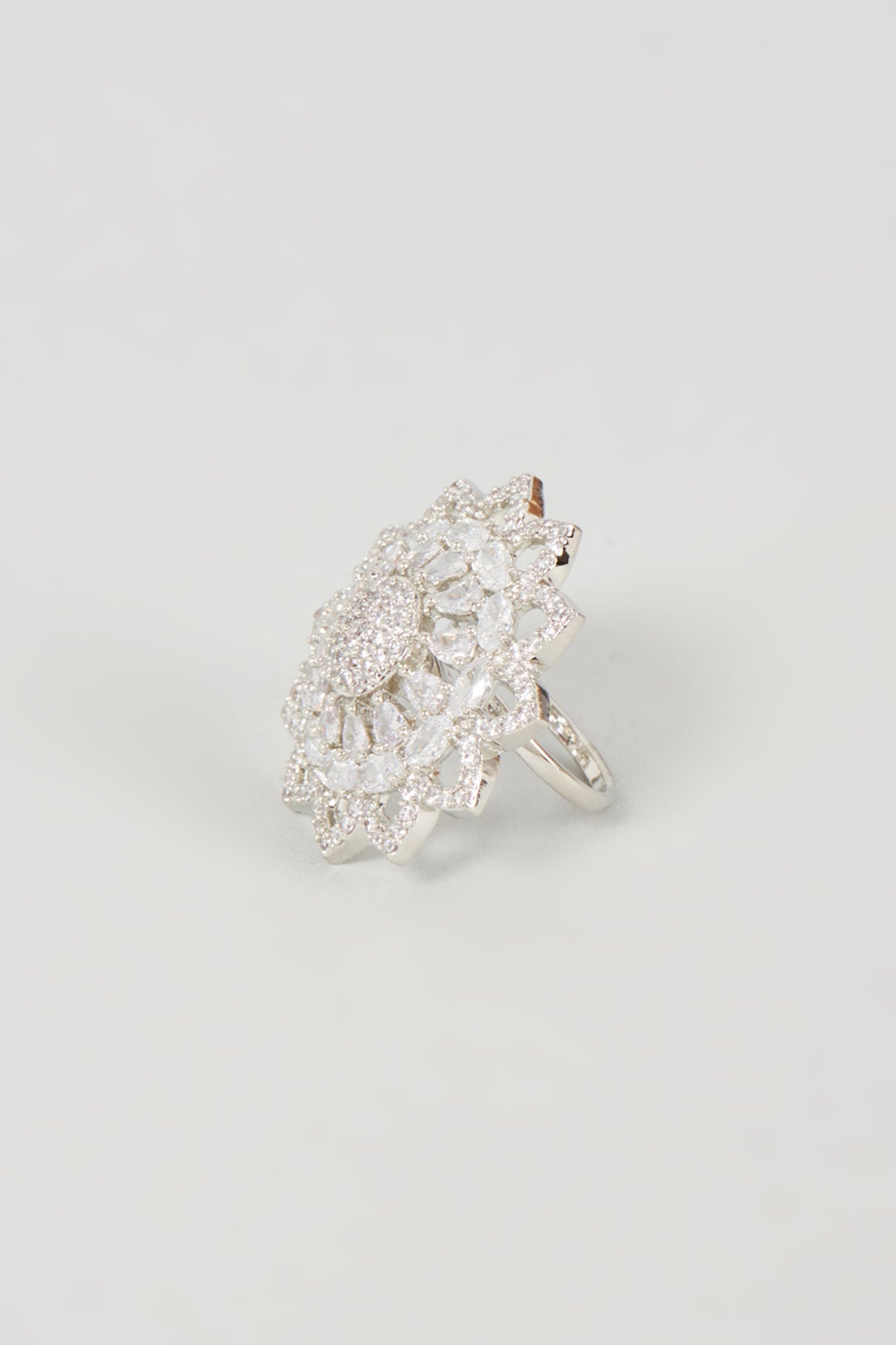 White Finish Faux Diamond Ring