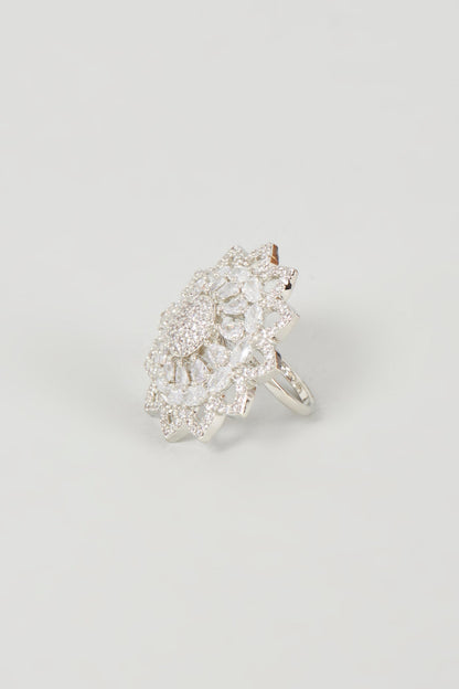 White Finish Faux Diamond Ring