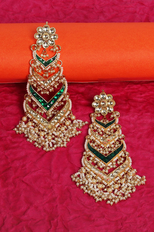 Gold Plated Kundan Polki Chandbaali Earrings