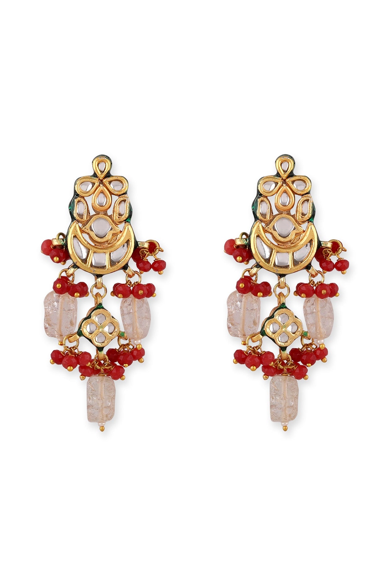 Gold Plated Kundan Polki Dangler Earrings