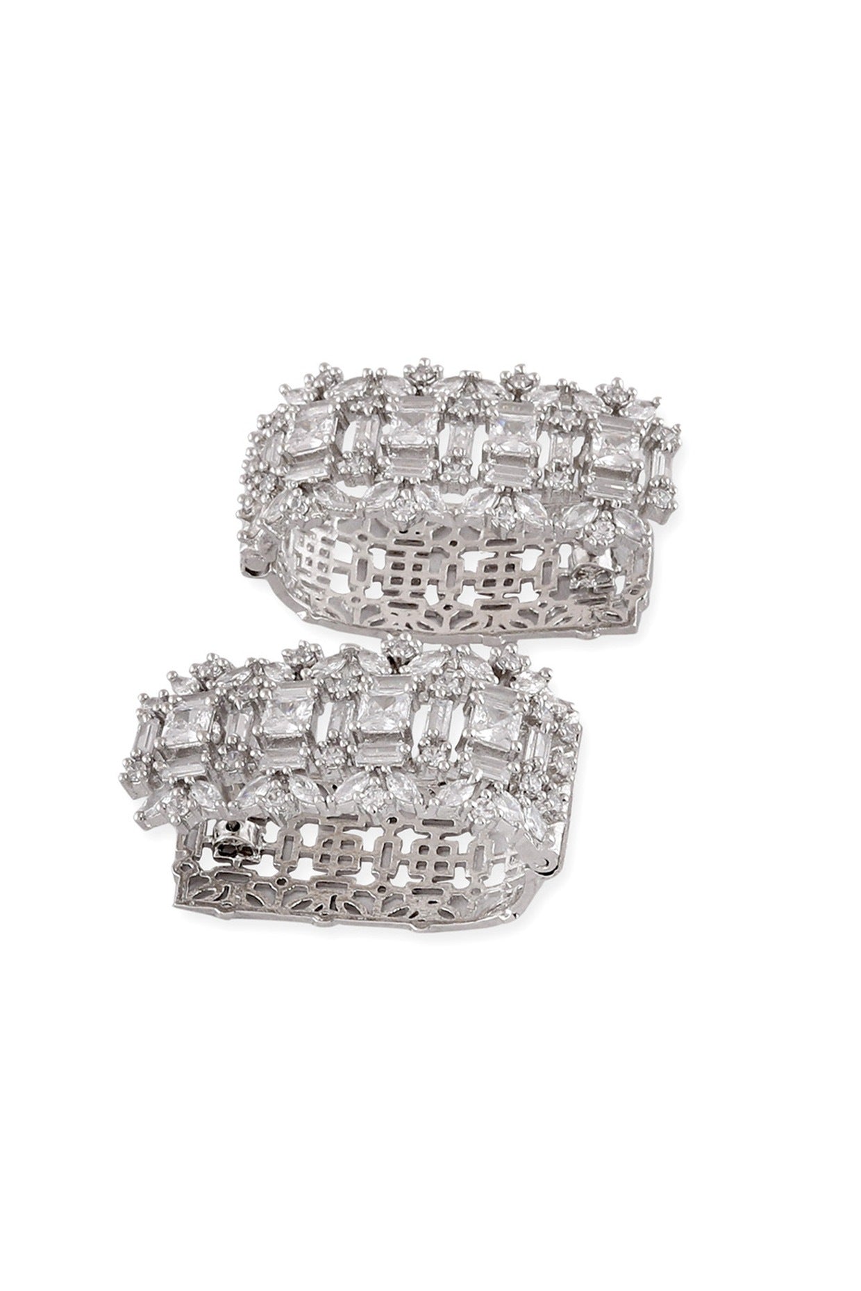 White Finish Zircon Hoop Earrings