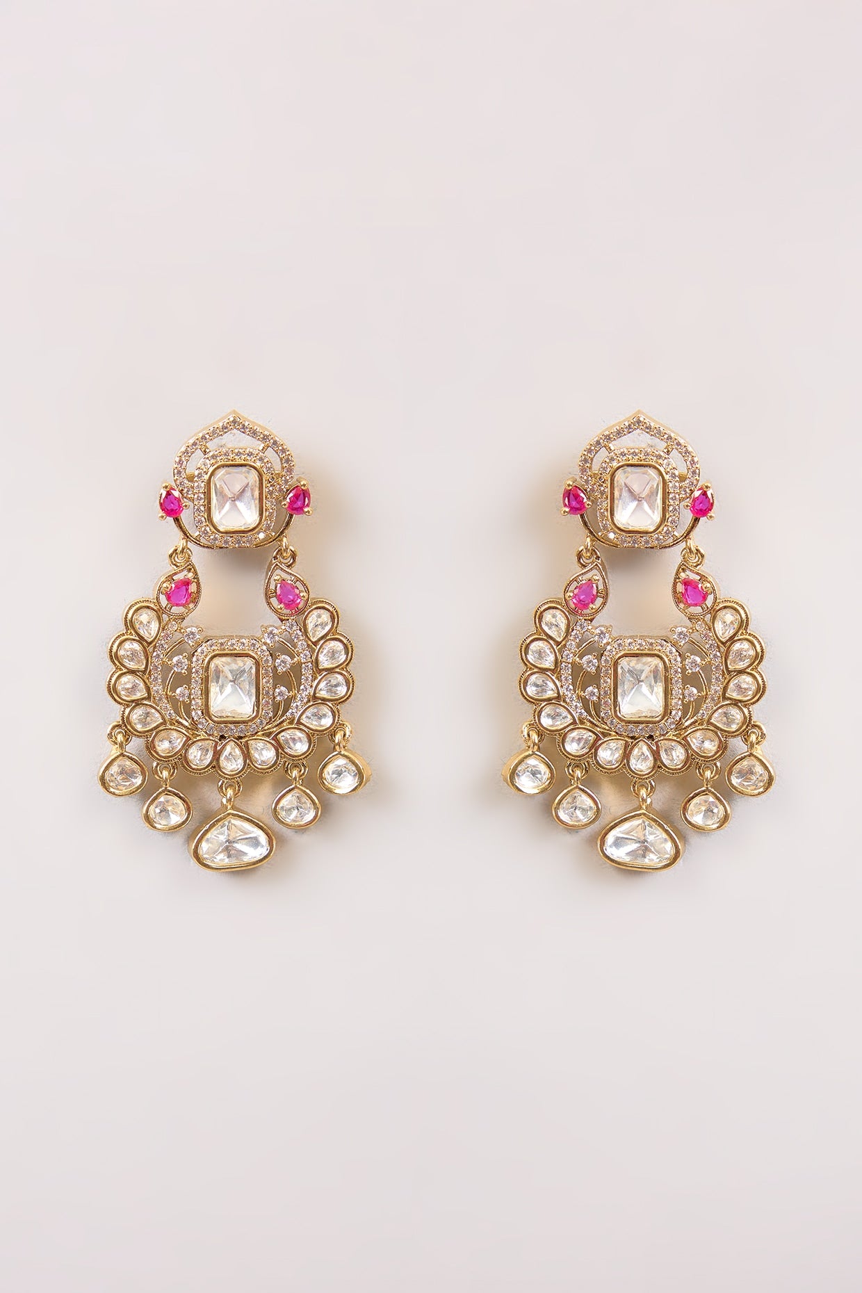 Gold Finish Kundan Polki Necklace Set
