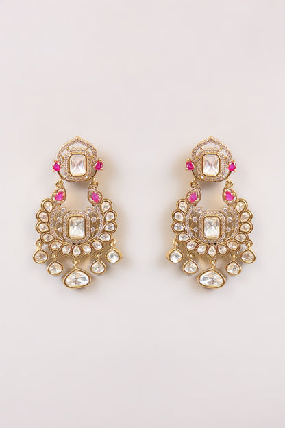 Gold Finish Kundan Polki Necklace Set