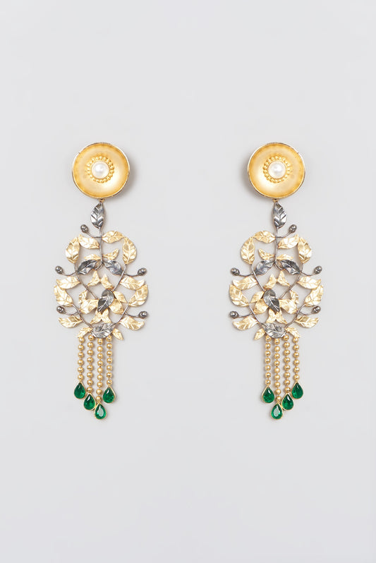 Gold Plated Kundan Polki Dangler Earrings