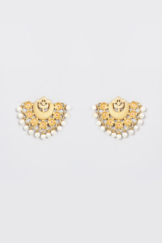 Gold Plated Kundan Polki Dangler Earrings