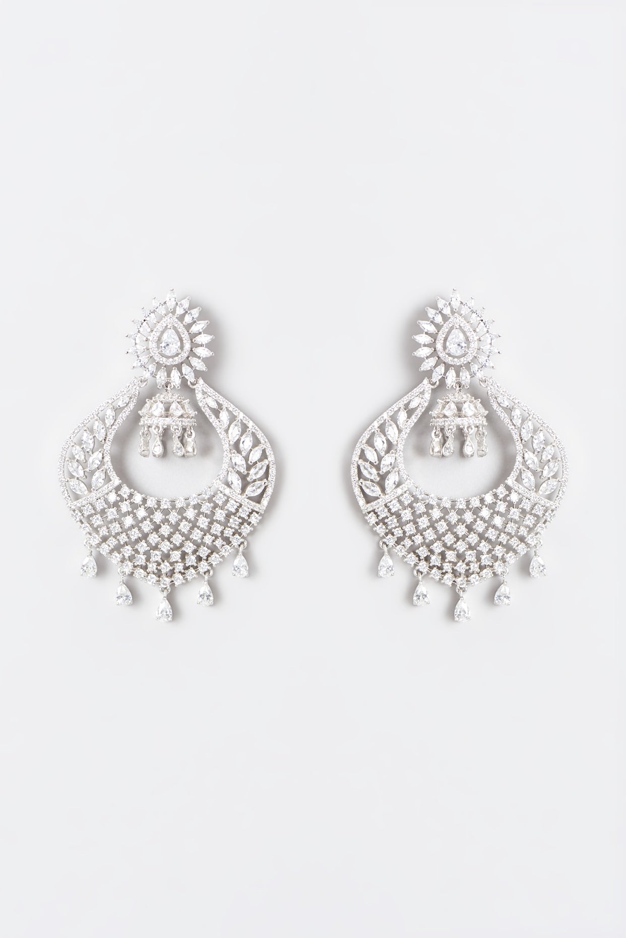 White Finish Zircon Dangler Earrings