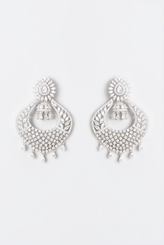 White Finish Zircon Dangler Earrings