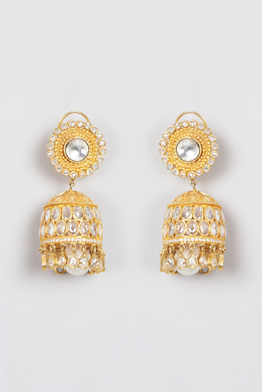 Gold Plated Pearl Dangler Earrings