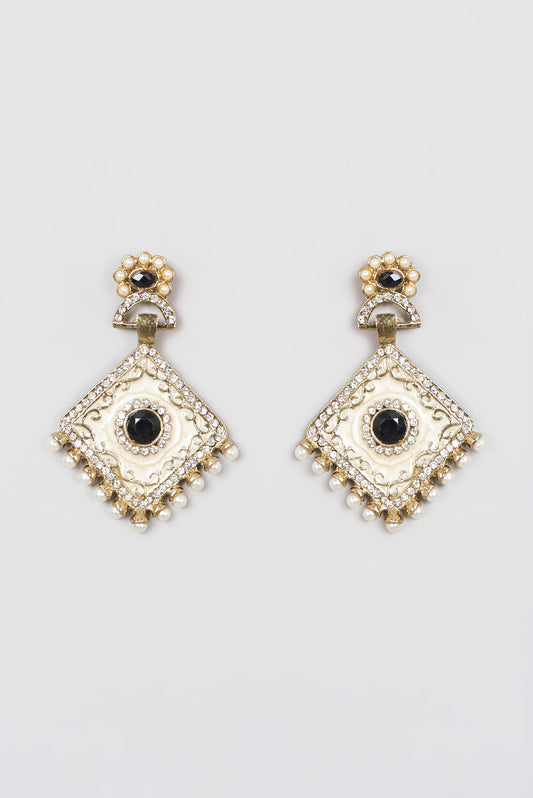 Gold Plated Pearl Dangler Earrings